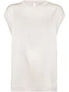 Brunello Cucinelli Silk Satin Top In Beige