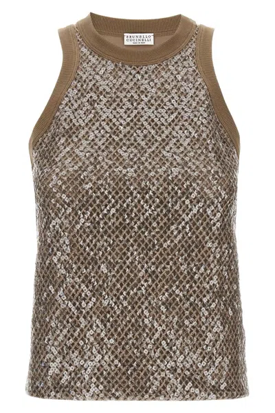 BRUNELLO CUCINELLI BRUNELLO CUCINELLI WOMEN TOP DAZZLING NET EMBROIDERY