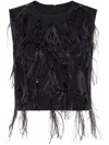 Brunello Cucinelli Feather-detailing Sleeveless Top In Grey