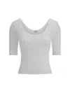 Brunello Cucinelli White U-neck T-shirt With Back Monil Detail In Cotton Woman In White
