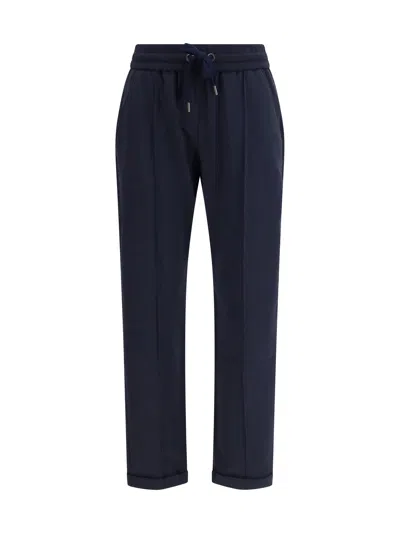 Brunello Cucinelli Women Track Stretch-fleece Trousers With Monili Detailing In Blue