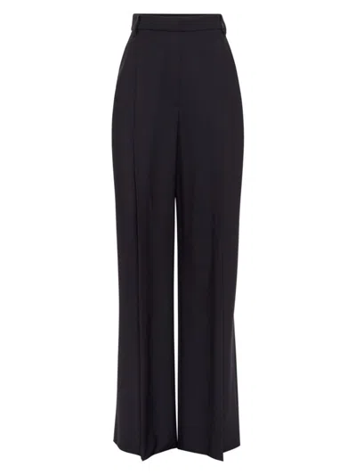 Brunello Cucinelli Women's Tropical High Waist Wide Trousers In Black