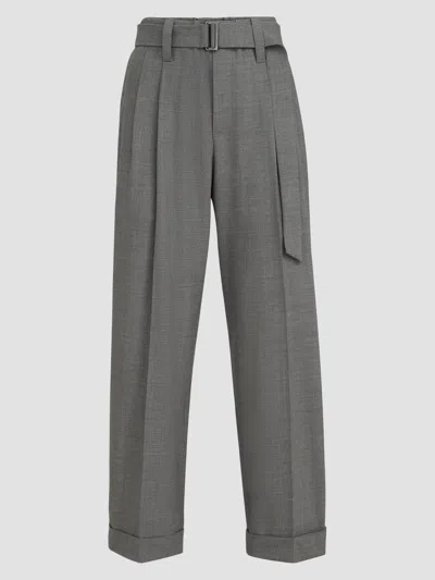 Brunello Cucinelli Tropical Luxury Wool Baggy Sartorial Trousers In Gray