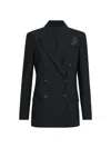 Brunello Cucinelli Virgin Wool-blend Double-breasted Blazer In Black