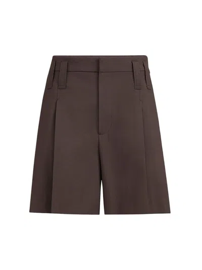 Brunello Cucinelli Women's Tropical Luxury Wool Formal Shorts In Brown