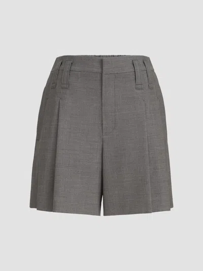 Brunello Cucinelli Tropical Luxury Wool Formal Shorts With Monili In Brown