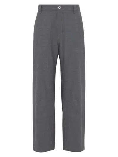 Brunello Cucinelli Women's Tropical Luxury Wool Trousers In Medium Grey