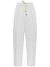 Brunello Cucinelli Relaxed-fit Trousers With High Waist And Drawstring Closure In White