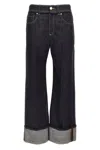 Brunello Cucinelli Women Crop Denim Trousers With Turn-ups In Blue
