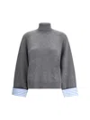 Brunello Cucinelli High Collar Knit Sweater In Gray