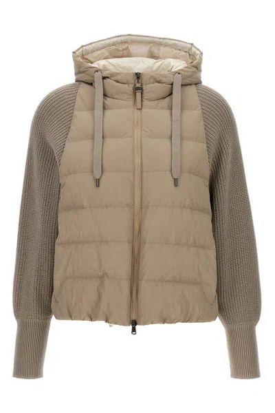 BRUNELLO CUCINELLI BRUNELLO CUCINELLI WOMEN TWO-MATERIAL PUFFER JACKET