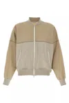 Brunello Cucinelli Panelled Sweatshirt With Ribbed Cuffs And Hem In Cream