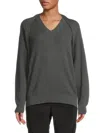Brunello Cucinelli Women's V-neck Cotton Sweater In Gray