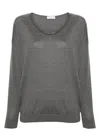 Brunello Cucinelli Women's V-neck Jumper Sweater In Grey