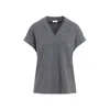Brunello Cucinelli Dark Grey V-neck T-shirt In Grey
