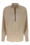 Brunello Cucinelli V-neck Shirt With Collared Design In White