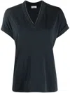 Brunello Cucinelli Short-sleeve Fitted Blouse In Black