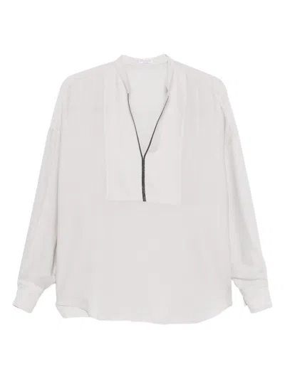 BRUNELLO CUCINELLI BRUNELLO CUCINELLI WOMEN V-NECKED BLOUSE