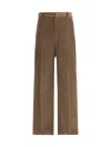 Brunello Cucinelli Women Fluid Corduroy Sartorial Track Trousers With Jewellery In Brown