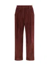 Brunello Cucinelli Soft Corduroy Pleated Straight-leg Ankle Pants In Red