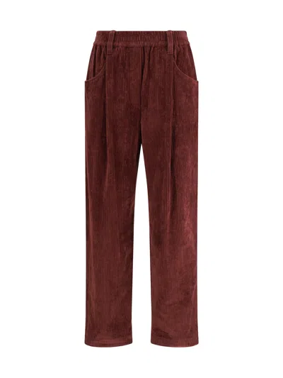 Brunello Cucinelli Women Velvet Pants In Brown