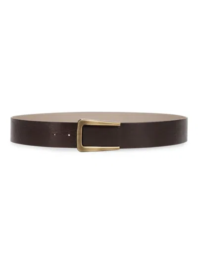 Brunello Cucinelli Women's Vintage Effect Leather Belt In Brown