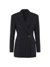 BRUNELLO CUCINELLI WOMEN'S VIRGIN WOOL AND COTTON PINSTRIPE BLAZER