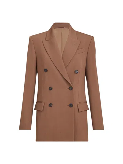 Brunello Cucinelli Virgin-wool And Viscose Tricotine Blazer With Monili In Brown