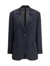 Brunello Cucinelli Women Virgin Wool Blazer In Blue