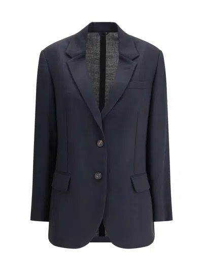 Brunello Cucinelli Women Virgin Wool Blazer In Blue
