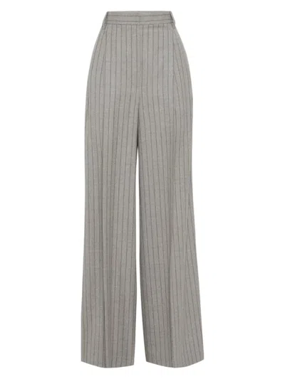 Brunello Cucinelli Wide-leg Wool Trousers In Taupe