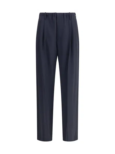 Brunello Cucinelli Elastic-waistband Pleated Trousers In Blue