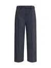 Brunello Cucinelli Women Virgin Wool Trousers With Belt In Blue