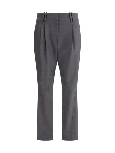Brunello Cucinelli Women Virgin Wool Pants In Gray
