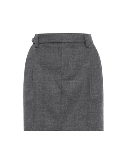 Brunello Cucinelli Women's Virgin Wool Sartorial Mini Skirt In Dark Grey