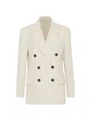Brunello Cucinelli Beige Double-breasted Jacket In Wool And Cashmere In Ivory
