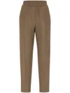 Brunello Cucinelli Brown Linen Blend Trousers In Multicolor
