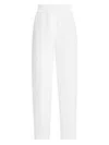 Brunello Cucinelli Women Baggy Pull-up Trousers In Viscose And Linen Fluid Twill In White
