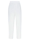 Brunello Cucinelli Women's Viscose And Linen Fluid Twill Baggy Pull On Trousers In White