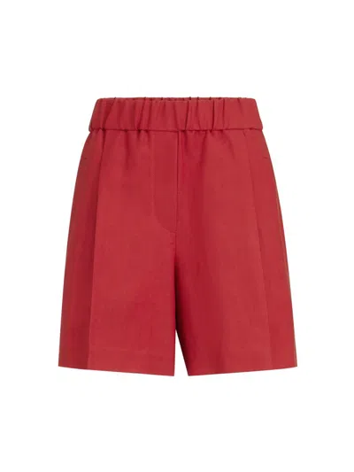 Brunello Cucinelli Women's Viscose And Linen Fluid Twill Baggy Shorts In Red