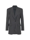 Brunello Cucinelli Women's Viscose & Linen Fluid Twill Blazer With Monili In Charcoal