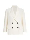 Brunello Cucinelli Women White Blazer With Classic Lapels And Front Patch Pockets In Twill Woman In White