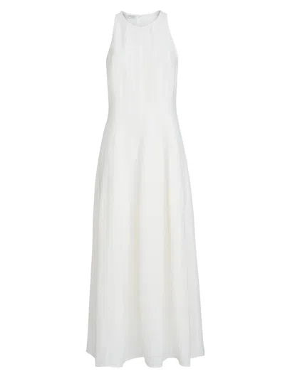 Brunello Cucinelli Women's Viscose And Linen Fluid Twill Dress In White