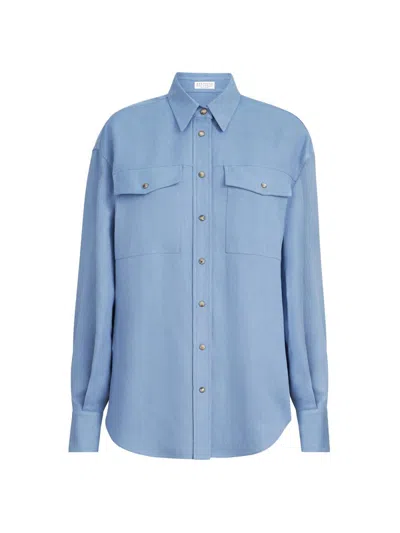 Brunello Cucinelli Women's Viscose And Linen Fluid Twill Shirt In Blue