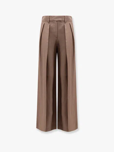 BRUNELLO CUCINELLI BRUNELLO CUCINELLI WOMEN VISCOSE AND LINEN TROUSER WITH FRONTAL PINCES