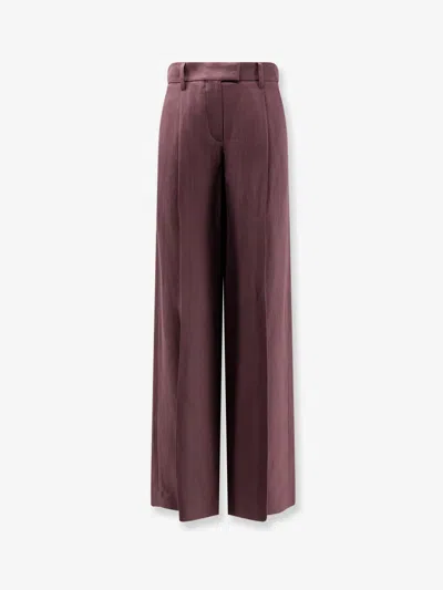 Brunello Cucinelli Women Viscose And Linen Trousers In Purple