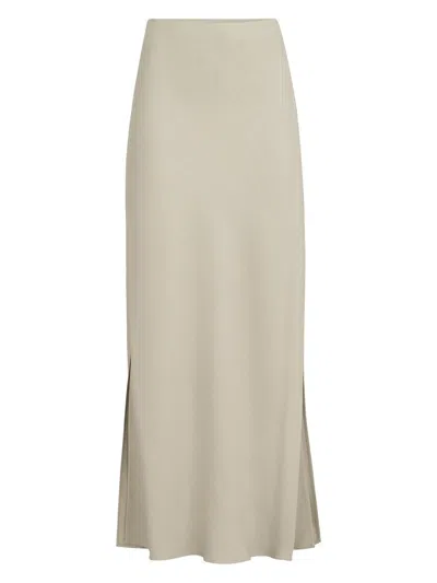 Brunello Cucinelli Women's Viscose And Linen Twill Fluid Bias Cut Skirt In Sand