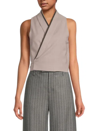 Brunello Cucinelli Women's Viscose & Linen Wrap-front Sleeveless Top