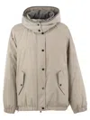 Brunello Cucinelli Women Water-repellent Techno Cotton Taffeta Down Jacket With Hood In Gold