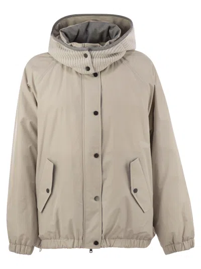 BRUNELLO CUCINELLI BRUNELLO CUCINELLI WOMEN WATER-REPELLENT TECHNO COTTON TAFFETA DOWN JACKET WITH HOOD